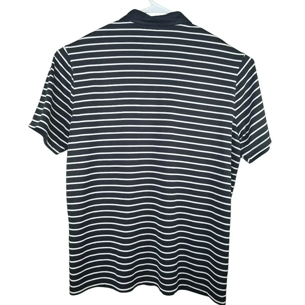 Nike Golf Standard Fit Mens Sz XL Dri-Fit Golf Polo Shirt Black White Stripes - Picture 2 of 8